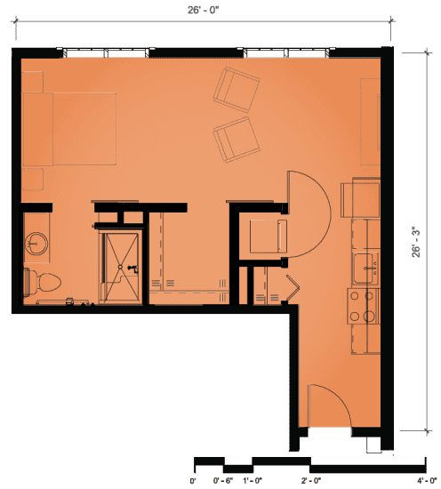 Riverbend/ Skybrooke studio floor plan