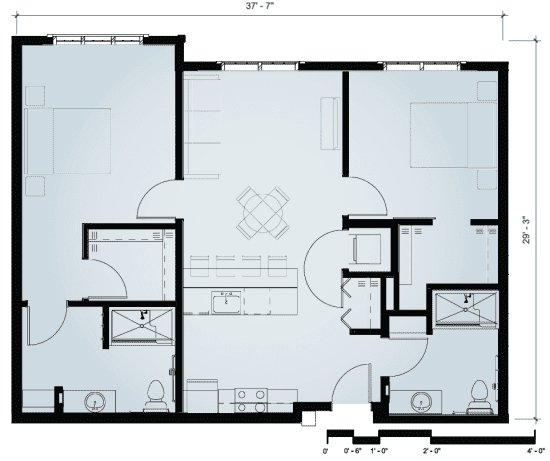 Riverbend/ Skybrooke two bedroom floor plan
