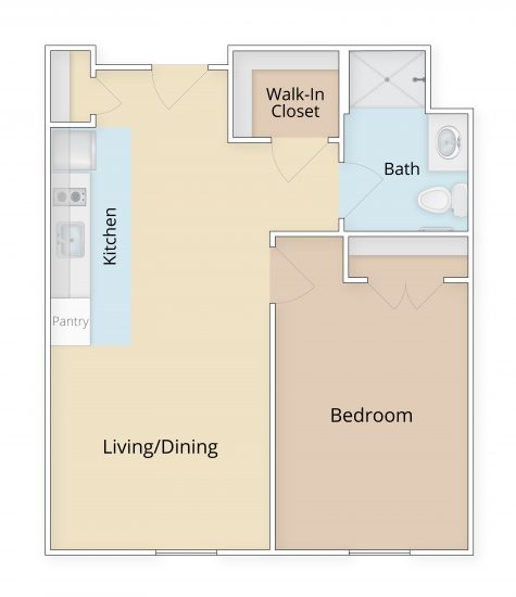 Carriage House one bedroom floor plan