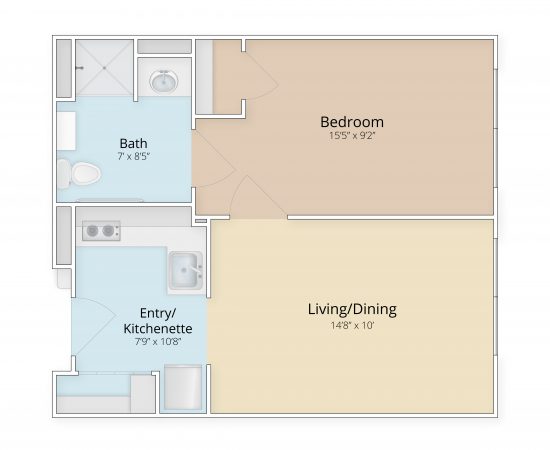 Granite Hills one bedroom August floor plan