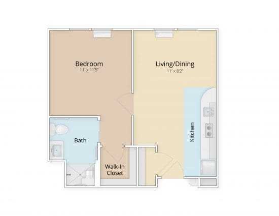 one bedroom one bathroom floor plan