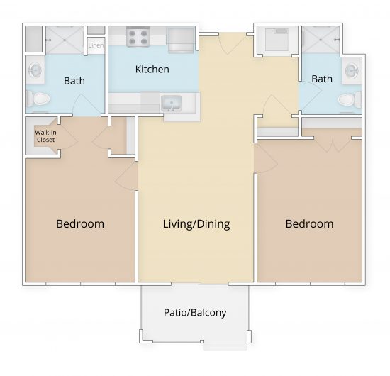 Laurelwood two bedroom with patio/ balcony floor plan