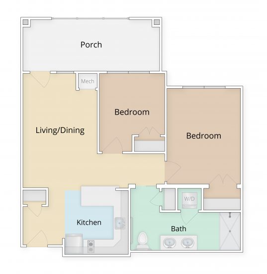 Stroudwater two bedroom with porch floor plan