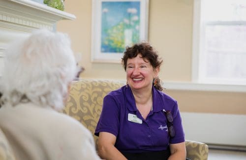woman working in a memory care setting