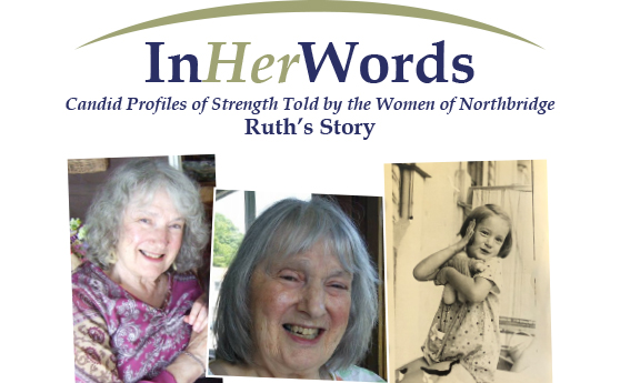 In Her Words header with images of Ruth now and from past years