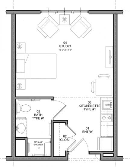 studio floor plan for assisted living at mariner at marblehead